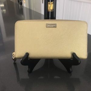 Kate Spade Gold Zip-Around Leather Wallet